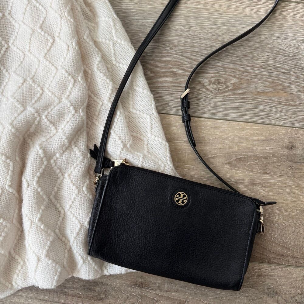 Tory Burch Pebbled Leather Black Crossbody Bag